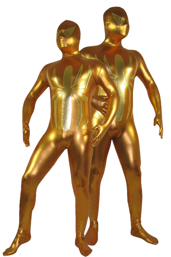 Halloween Costumes Shiny Golden Spiderman Zentai - Click Image to Close